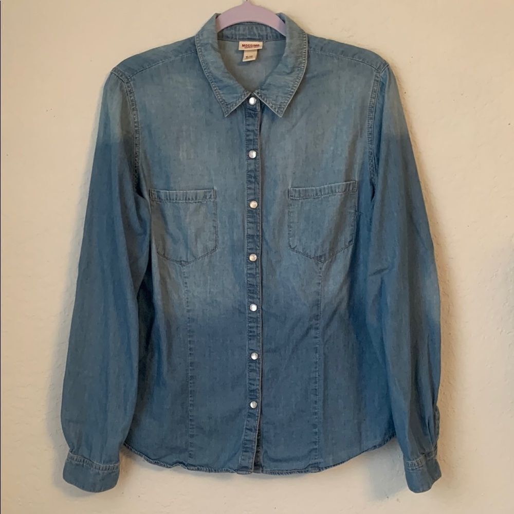 Mossimo Supply Co. Women’s Denim Snap Long Sleeve Pockets Size M